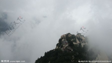 雾中的华山北峰图片