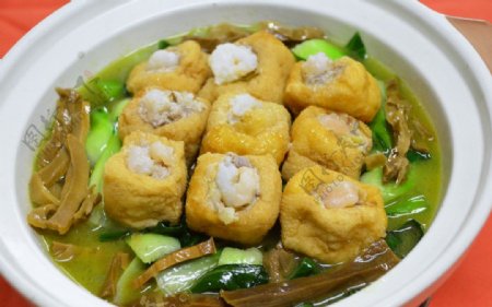 锅仔油腐虾仁酿肉图片
