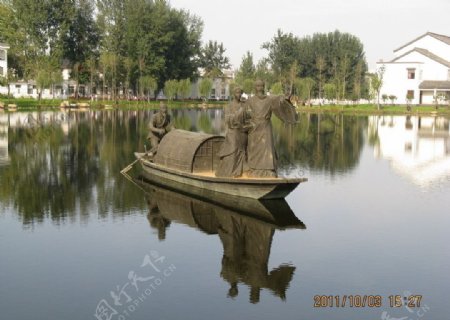 肥城范蠡公园水街雕塑图片