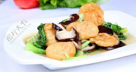 香菇青菜炒面筋图片