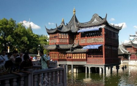 上海老城隍廟九曲橋茶樓图片