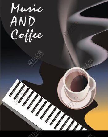 咖啡音乐插画设计图片