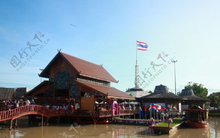 泰国四方水上市场图片