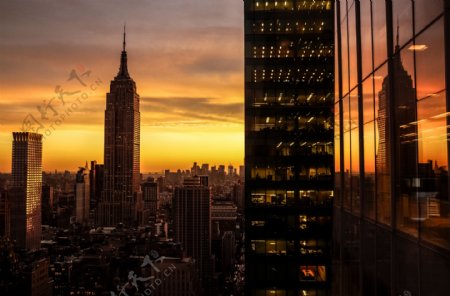 纽约大厦夜景图片