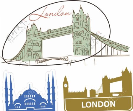 伦敦塔桥手绘图片