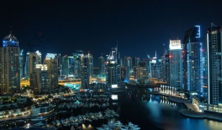 迪拜夜景一角图片