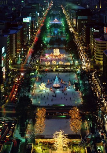 日本城市公园夜景图片