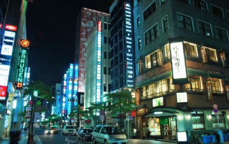 东京银座夜街景图片