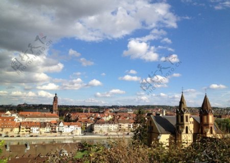 德国维尔茨堡市内景色图片