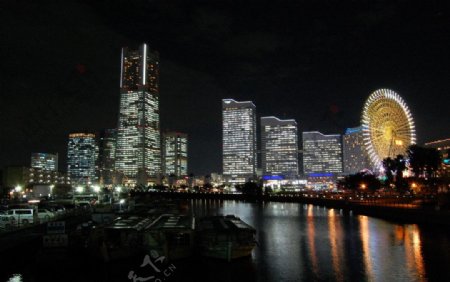 日本横滨港夜景图片