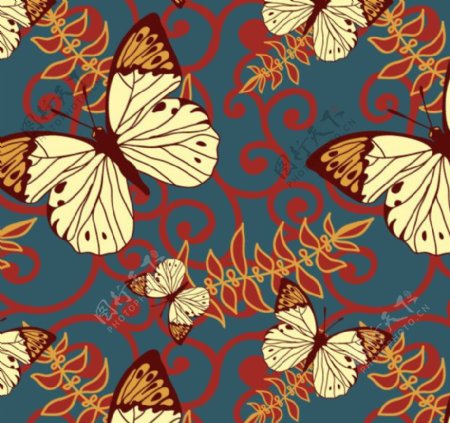 古典花纹蝴蝶背景图片