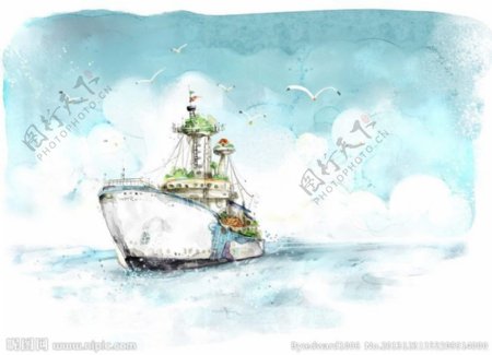 航海插画图片