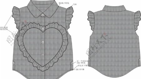韩版女童心型格子衬衫图片