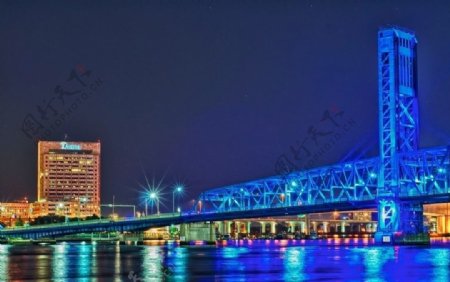 美国杰克森维尔城市夜景图片