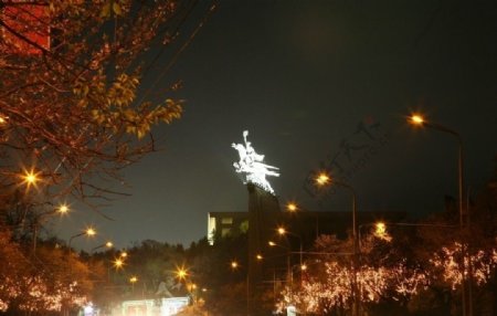 朝鮮平壤大街夜景图片