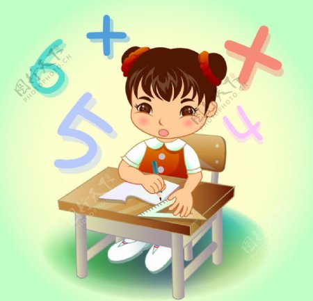 学习数学的女孩图片
