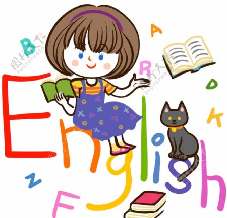学习英语的女孩图片