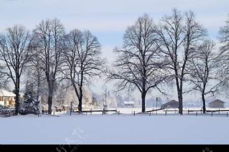 歐洲建築雪景图片