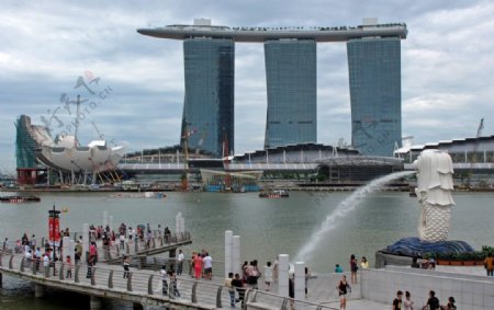 新加坡金沙酒店和鱼尾狮图片