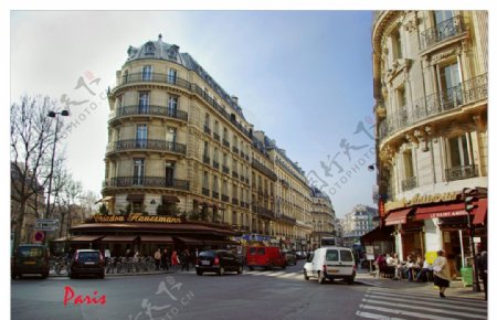 巴黎街头建筑和街景图片