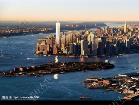 纽约俯瞰岛屿暖调图片