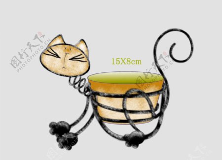 铁艺小猫花缸图片