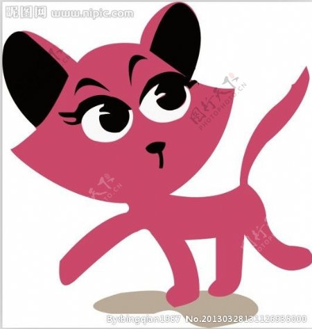 粉色卡通小猫图片