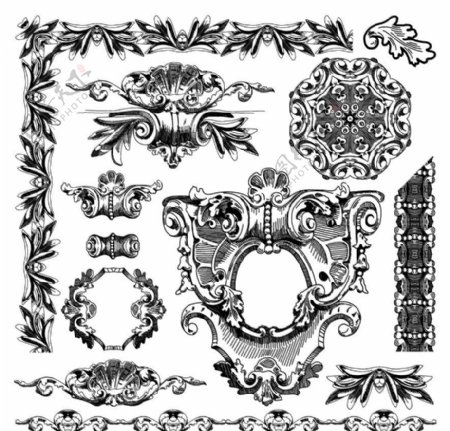 古典花纹边框装饰设计矢量图片