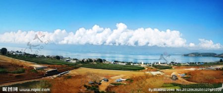 苍山洱海全景图片