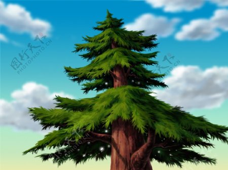 动画背景红杉树图片