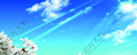 江西中医学院蓝天白云展板图片