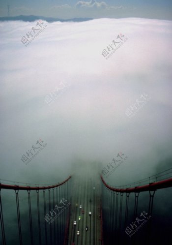 长悬桥雾景图图片