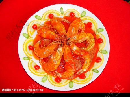 茄汁焗九节虾图片