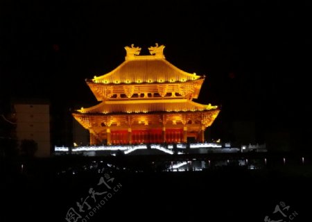 广西柳州文庙夜景图图片