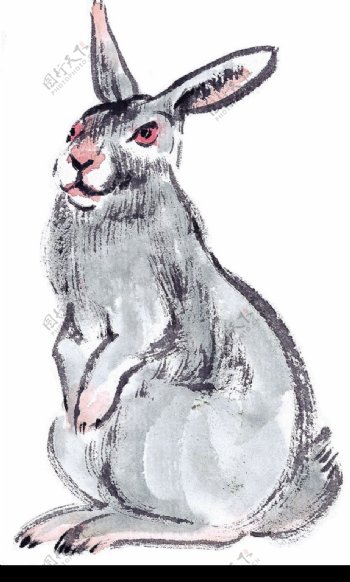 水墨风格的兔兔图片