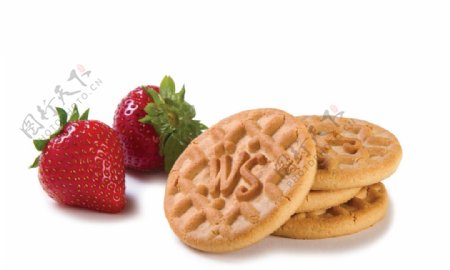 草莓华夫威化饼图片
