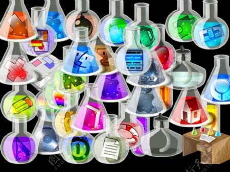 超酷水晶风格化学容器图标图片