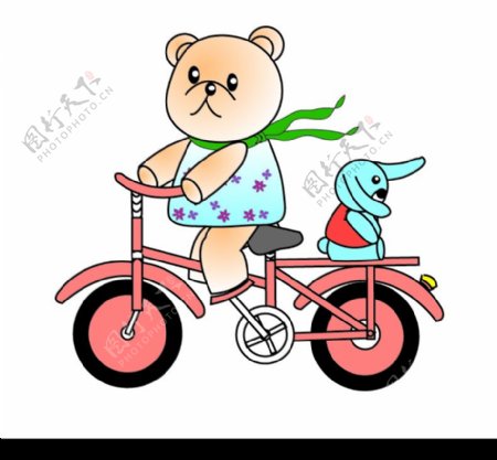 卡通小熊猫骑车图片