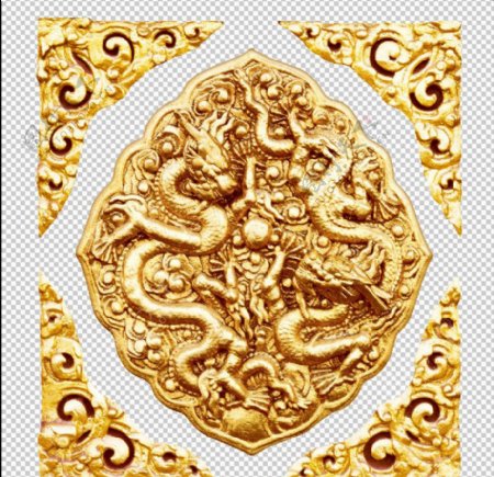 金色龙纹浮雕图片