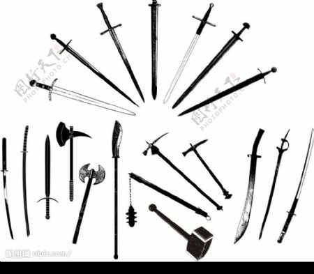 古代刀剑矢量图片