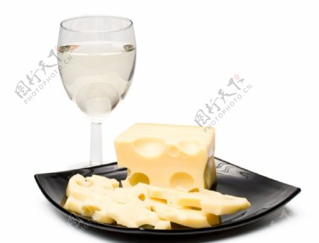 白葡萄酒配乳酪图片