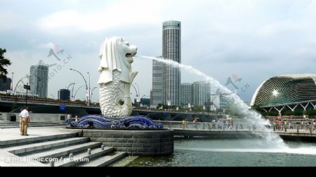 新加坡河口鱼尾狮雕塑图片