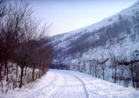 維吾爾冬日道路图片