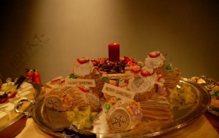 圣诞树根蛋糕图片