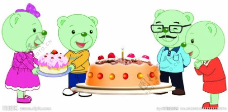 熊和蛋糕图片