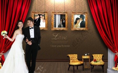 韩国现代奢华风格舞台婚纱模板图片