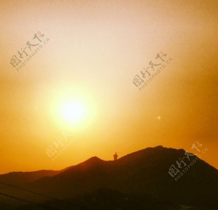 泉州紫帽山落日图片