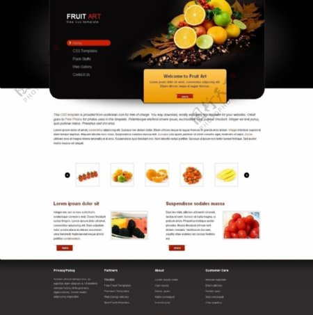 黑色个性食品htmlcss网页模板图片