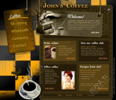 美食餐厅棕色网页模版咖啡高雅暗色调图片