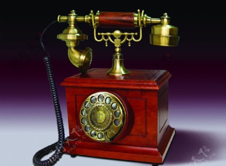 古董木头电话图片